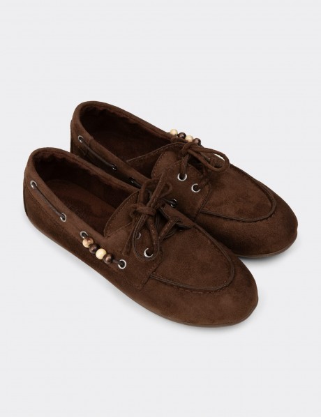 Kadın Kahverengi Bağcıklı Loafer Ayakkabı
