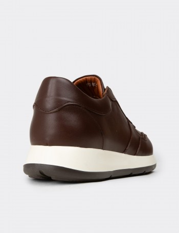 Erkek Kahverengi Hakiki Deri Sneaker Ayakkabı - E8210MKHVE01