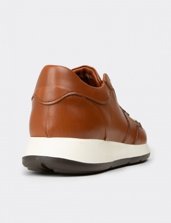 Erkek Hakiki Deri Taba Renk Sneaker Ayakkabı - E8210MTBAE02