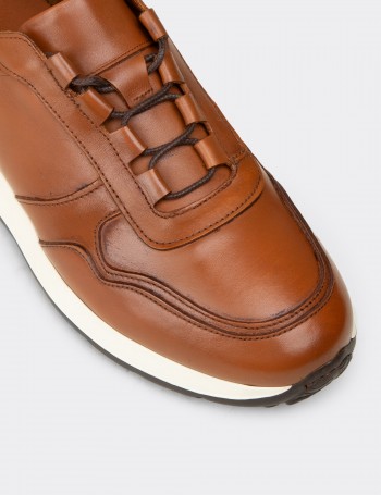 Erkek Hakiki Deri Taba Renk Sneaker Ayakkabı - E8210MTBAE02
