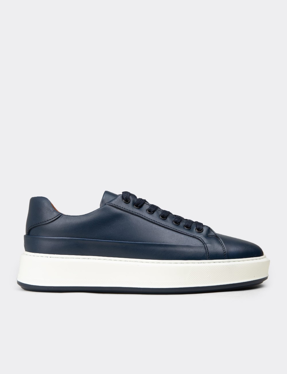 Erkek Hakiki Deri Lacivert Sneaker Ayakkabı - E4482MLCVC01