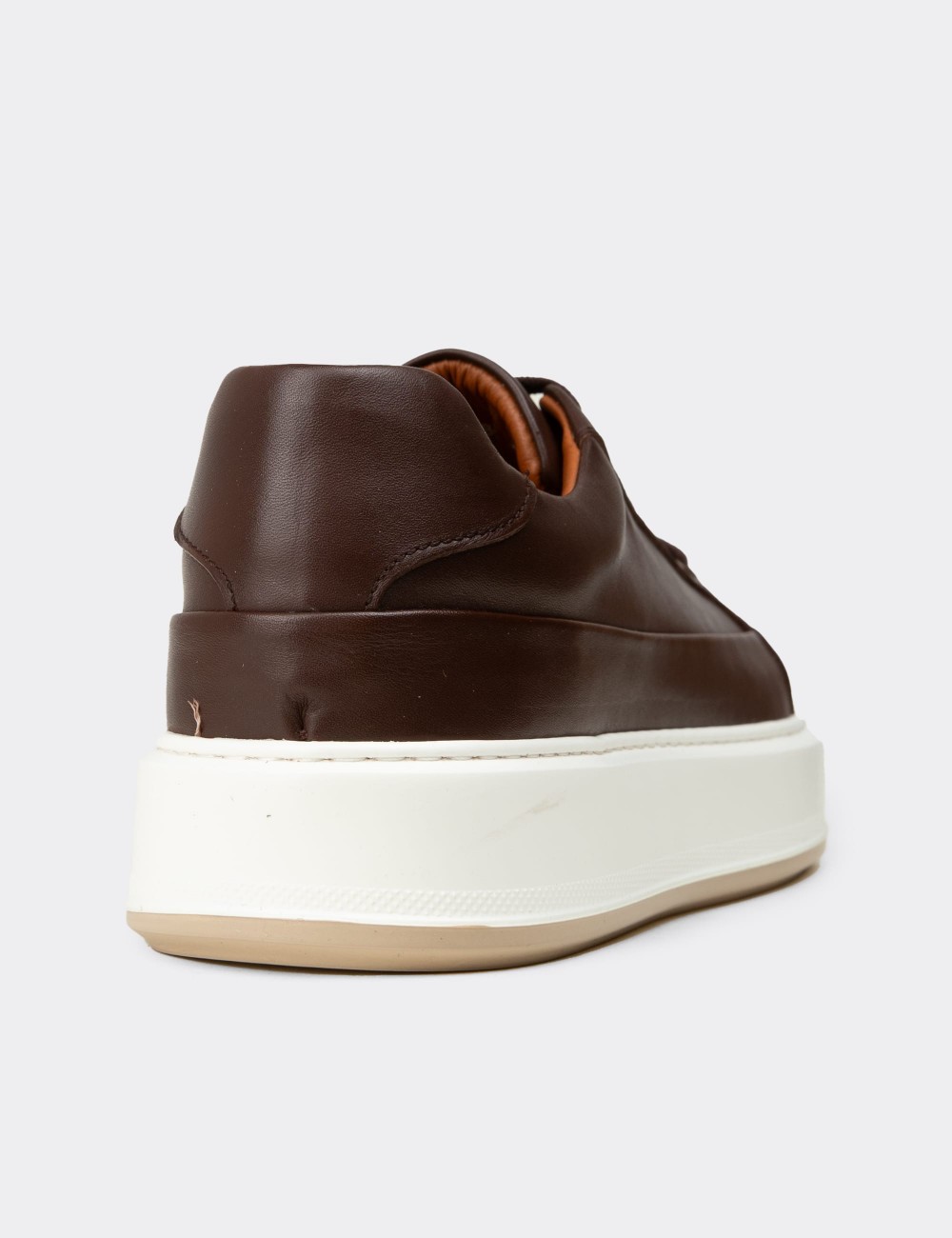 Erkek Hakiki Deri Kahverengi Sneaker Ayakkabı - E4482MKHVC01