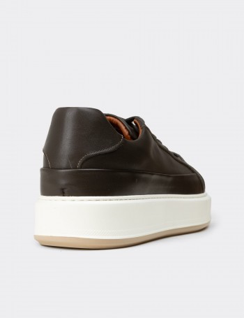 Erkek Hakiki Deri Haki Sneaker Ayakkabı - E4482MHAKC01