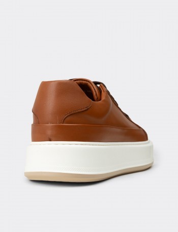 Erkek Taba Renk Hakiki Deri Sneaker Ayakkabı - E4482MTBAC01