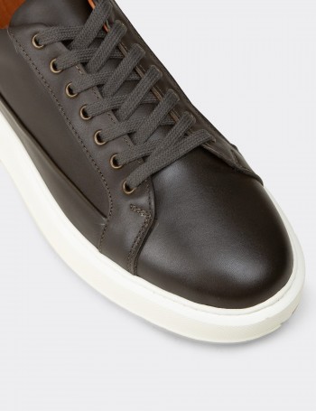 Erkek Hakiki Deri Haki Sneaker Ayakkabı - E4482MHAKC01