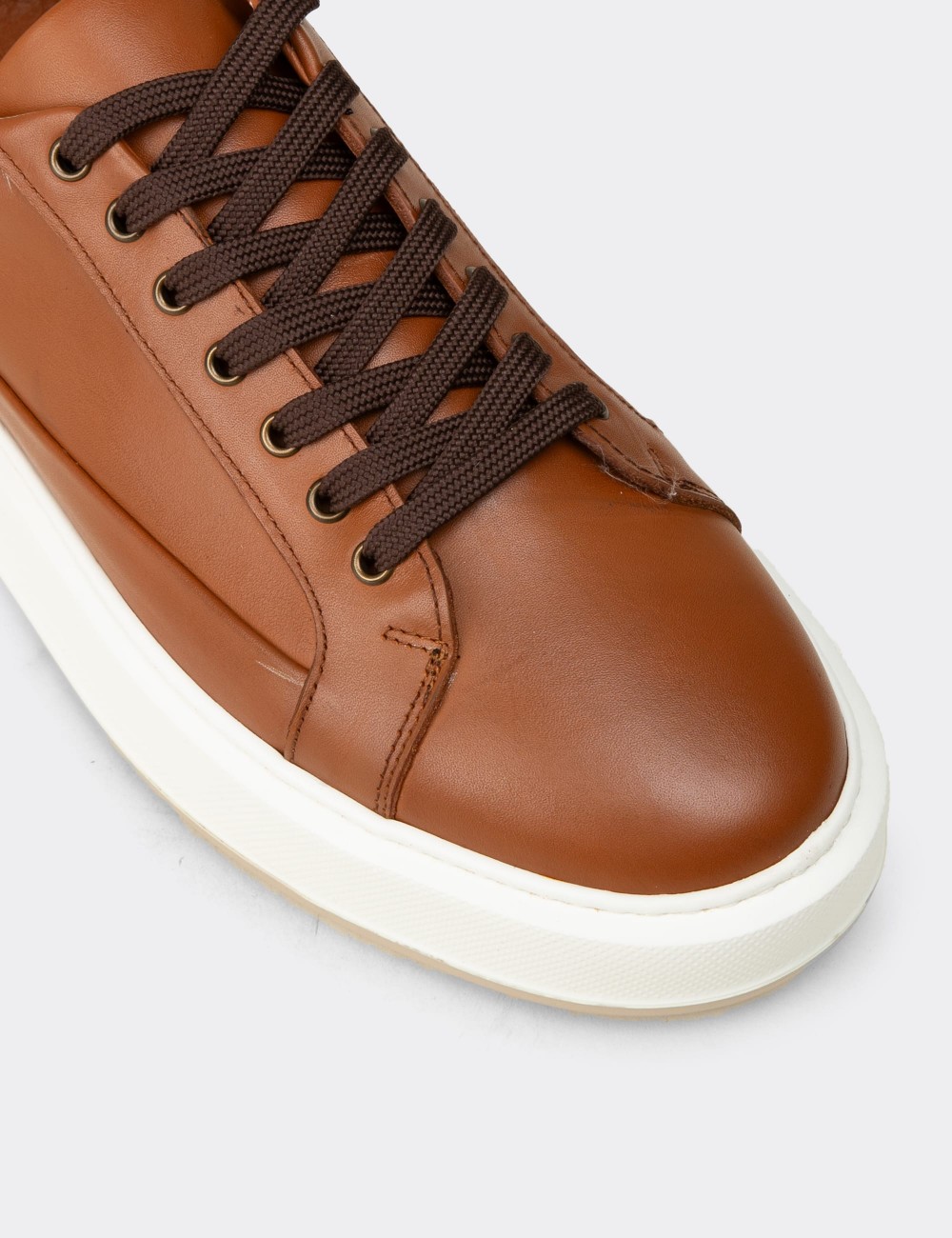 Erkek Taba Renk Hakiki Deri Sneaker Ayakkabı - E4482MTBAC01