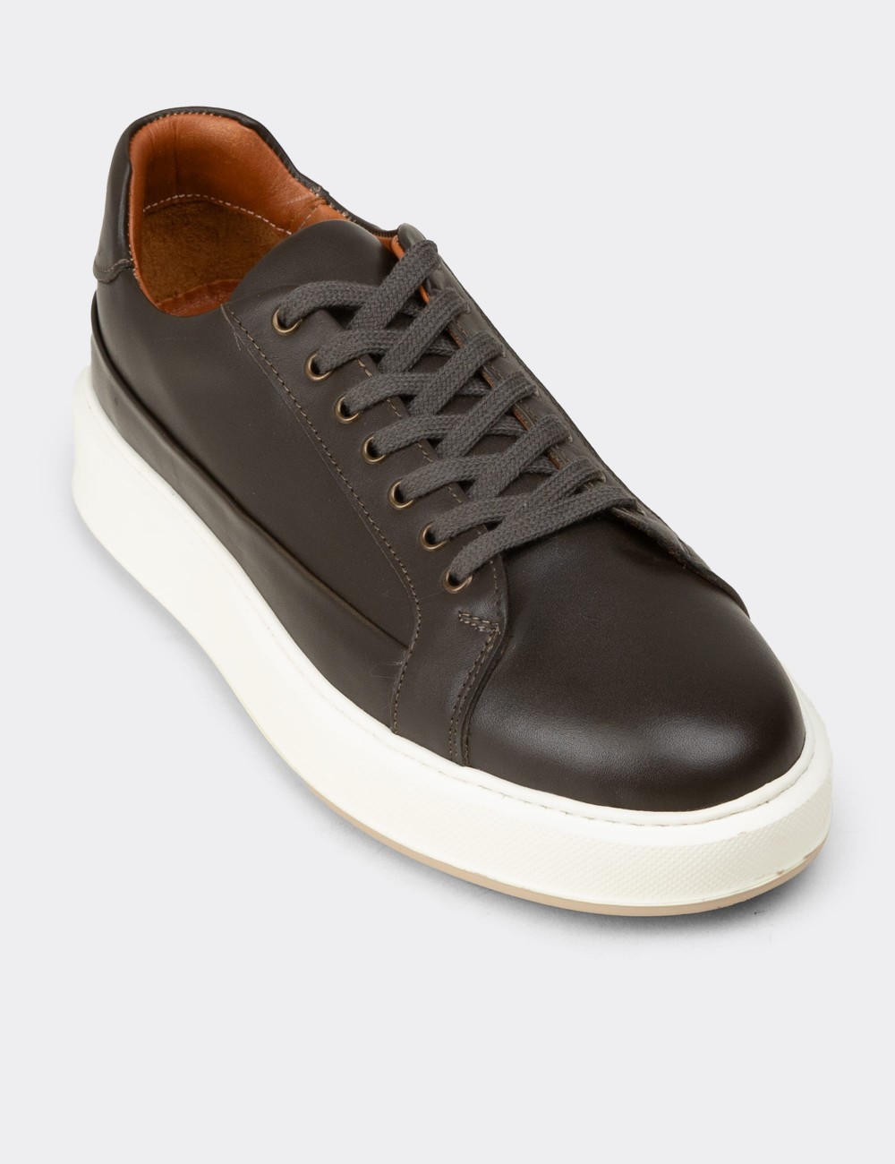 Erkek Hakiki Deri Haki Sneaker Ayakkabı - E4482MHAKC01