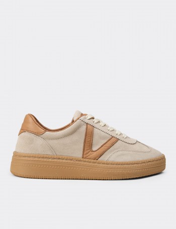 Kadın Hakiki Süet Bej Sneaker Ayakkabı - N0170ZBEJC01