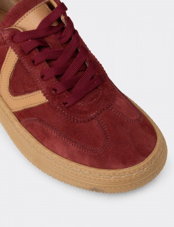 Kadın Bordo Hakiki Süet Sneaker Ayakkabı - N0170ZBRDC01