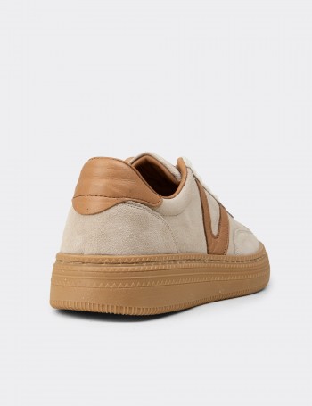 Kadın Hakiki Süet Bej Sneaker Ayakkabı - N0170ZBEJC01