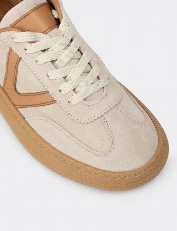 Kadın Hakiki Süet Bej Sneaker Ayakkabı - N0170ZBEJC01