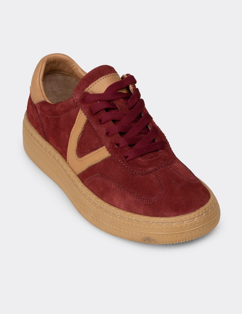 Kadın Bordo Hakiki Süet Sneaker Ayakkabı - N0170ZBRDC01
