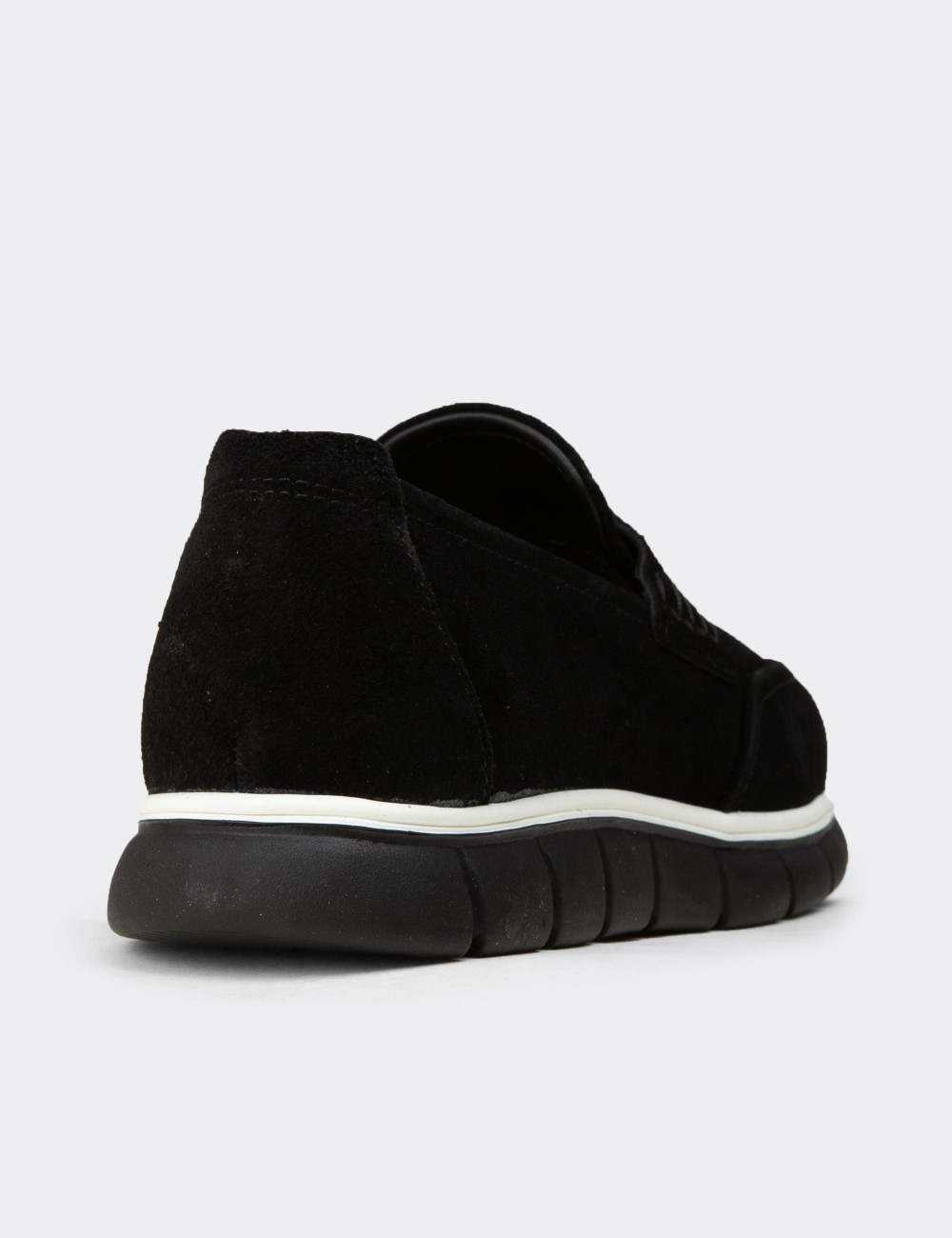 Erkek Hakiki Süet Siyah Loafer Ayakkabı - 02045MSYHE01