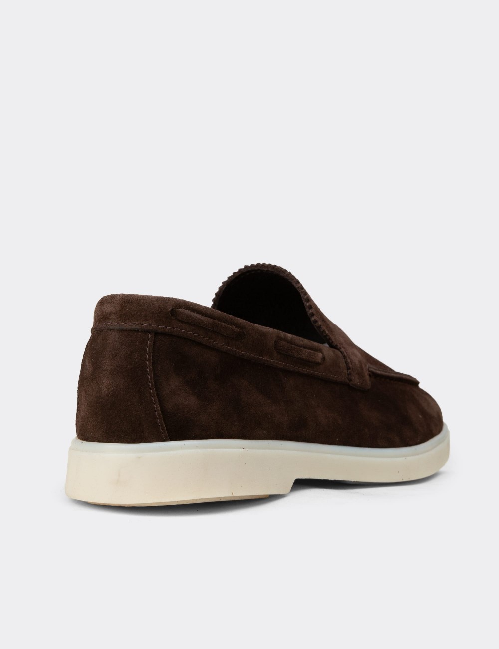 Erkek Hakiki Süet Kahverengi Loafer Ayakkabı - 02032MKHVC01
