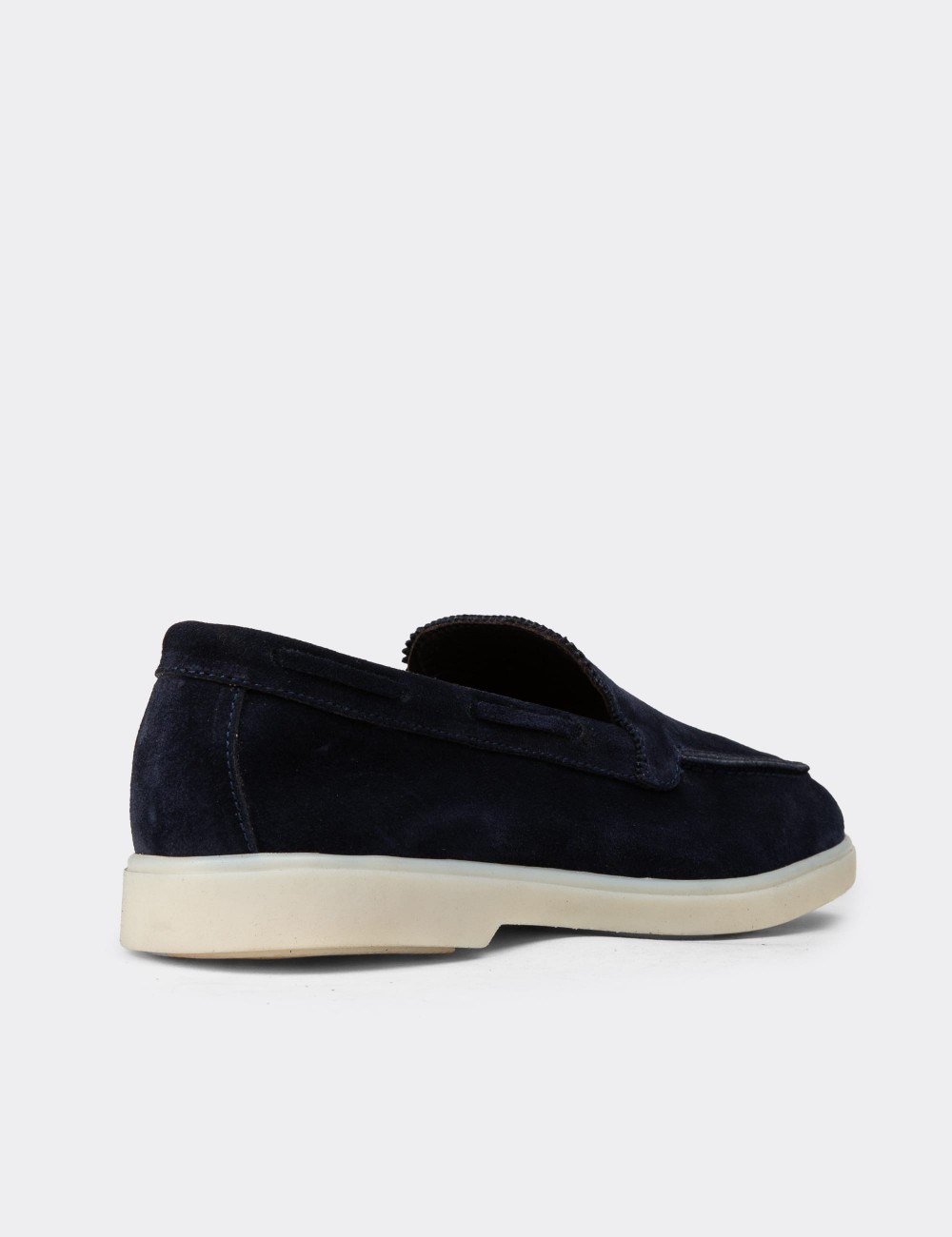 Erkek Hakiki Süet Lacivert Loafer Ayakkabı - 02032MLCVC01