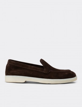 Kadın Hakiki Süet Kahverengi Loafer Ayakkabı