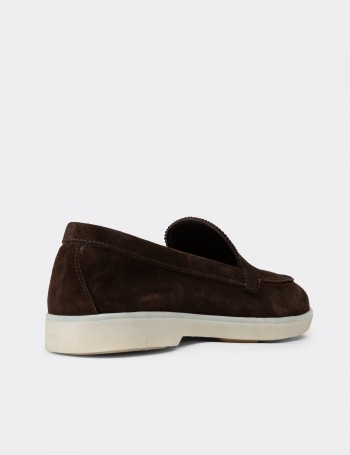 Kadın Hakiki Süet Kahverengi Loafer Ayakkabı - 02039ZKHVC01