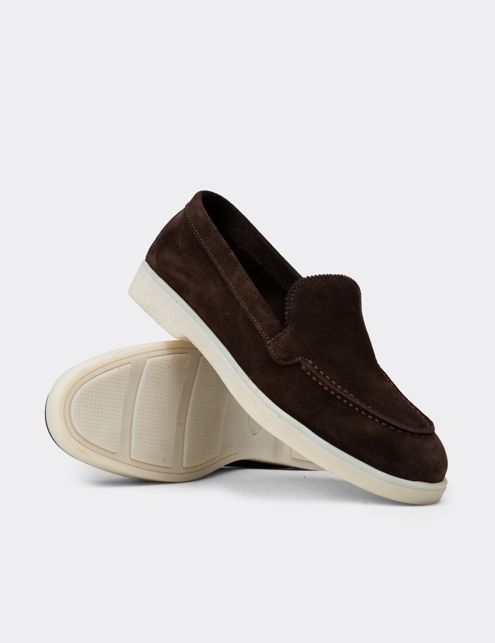Kadın Hakiki Süet Kahverengi Loafer Ayakkabı - 02039ZKHVC01