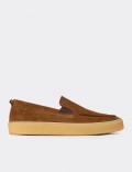 Erkek Hakiki Süet Taba Rengi Slip-on Ayakkabı