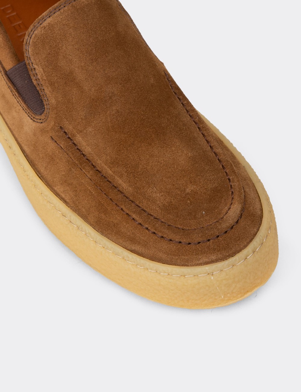 Erkek Hakiki Süet Taba Rengi Slip-on Ayakkabı - 02047MTBAC01