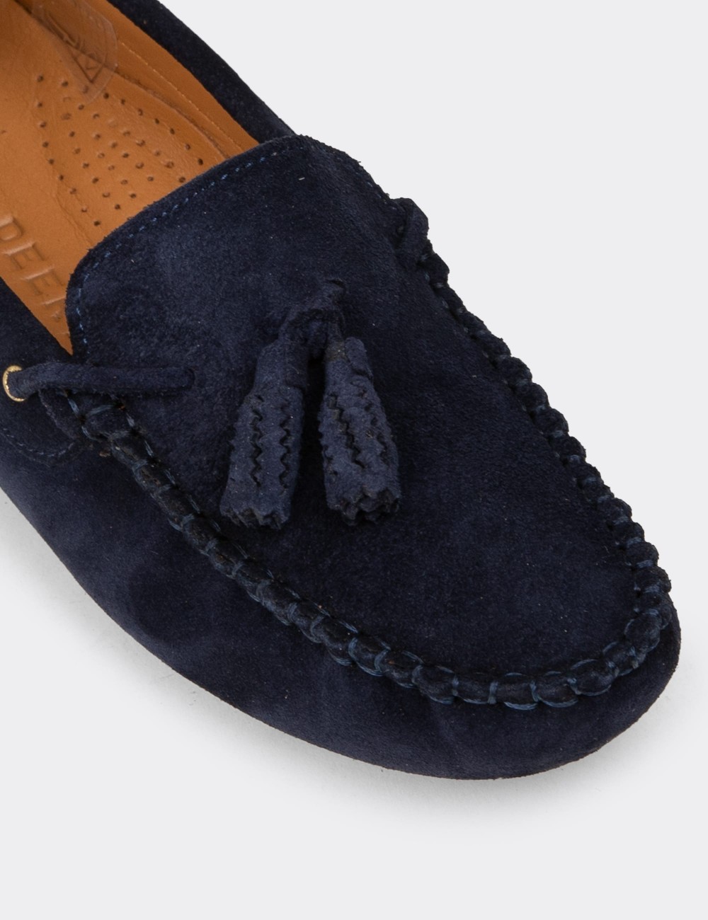 Kadın Hakiki Süet Lacivert Püsküllü Loafer - DL506ZLCVC01