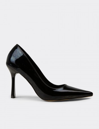 Kadın Siyah Rugan Stiletto - K0439ZSYHC01