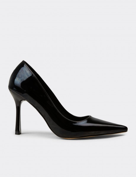 Kadın Siyah Rugan Stiletto