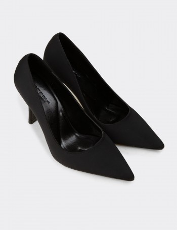 Kadın Siyah Saten Stiletto - K0011ZSYHM01