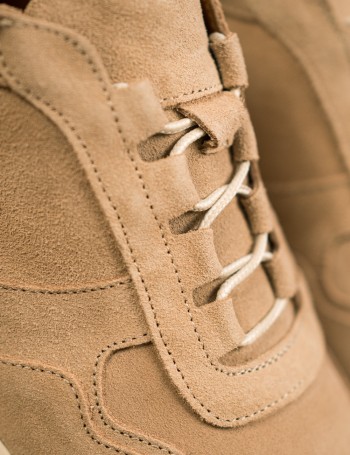 Erkek Hakiki Süet Bej Sneaker Ayakkabı - E8210MBEJE01