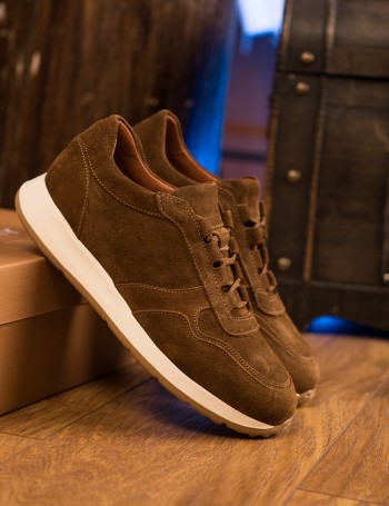 Erkek Hakiki Süet Taba Renk Sneaker Ayakkabı