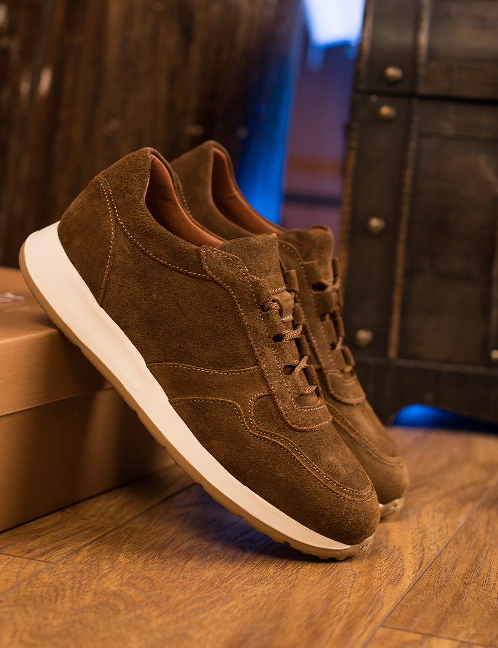 Erkek Hakiki Süet Taba Renk Sneaker Ayakkabı - E8210MTBAE01