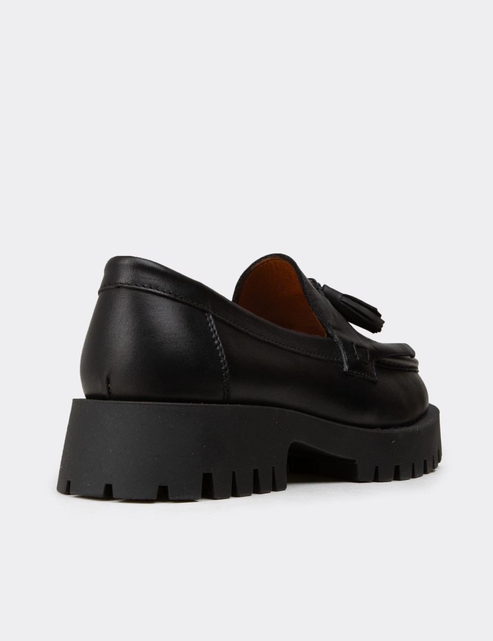 Kadın Hakiki Deri Siyah Loafer Ayakkabı - 02033ZSYHC02