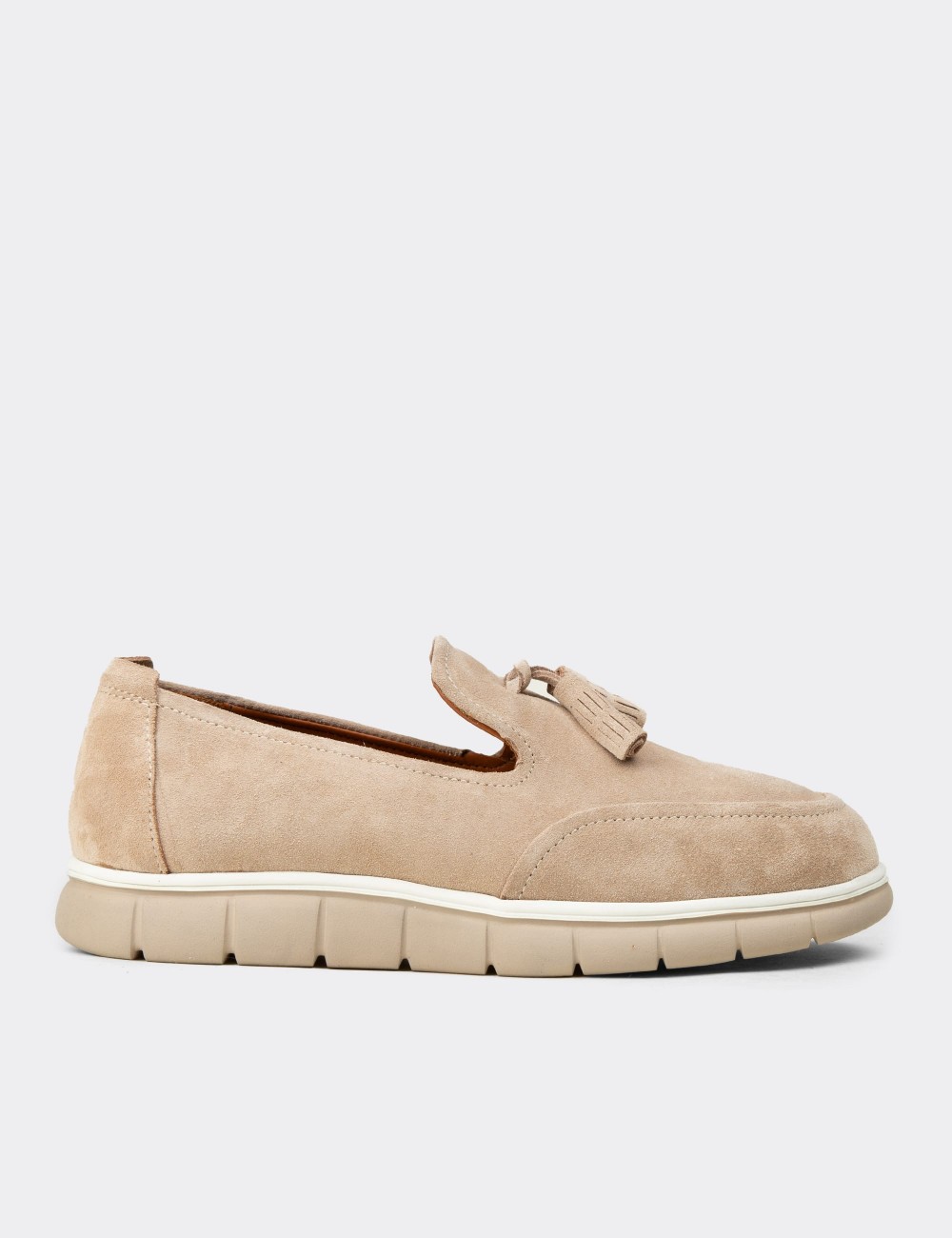 Deery Ayakkabı Deery Süet Erkek Bej Püsküllü Loafer