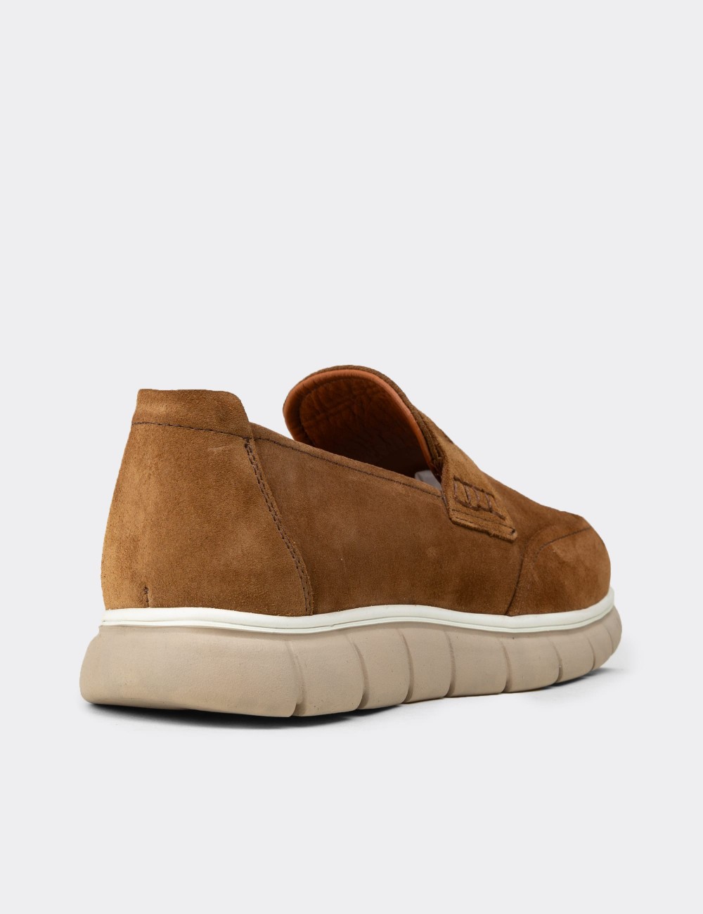Erkek Hakiki Süet Taba Renk Loafer Ayakkabı - 02045MTBAE01