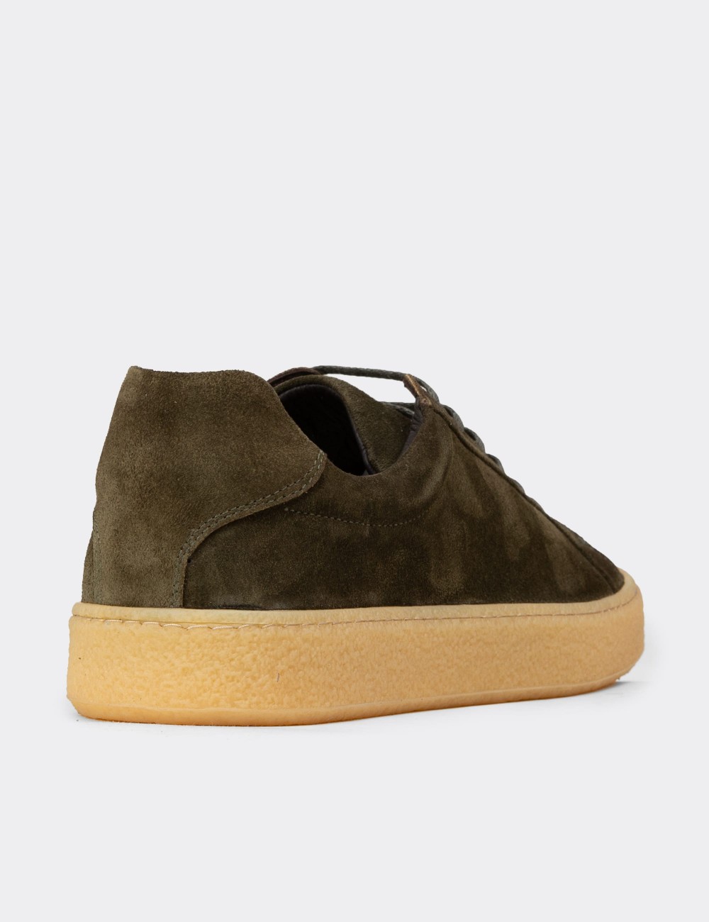 Erkek Hakiki Süet Yeşil Sneaker Ayakkabı - 02018MYSLC01