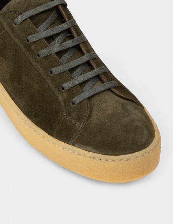 Erkek Hakiki Süet Yeşil Sneaker Ayakkabı - 02018MYSLC01
