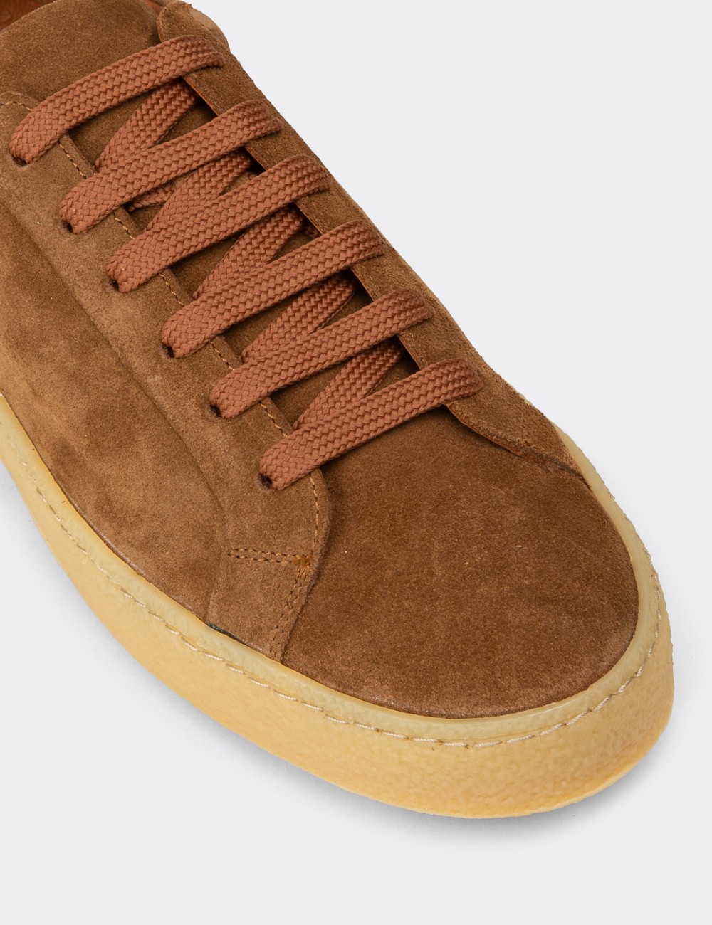 Erkek Hakiki Süet Taba Renk Sneaker - 02018MTBAC03