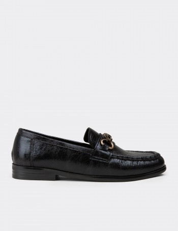 Kadın Siyah Toka Detaylı Loafer