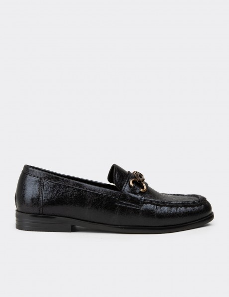 Kadın Siyah Toka Detaylı Loafer