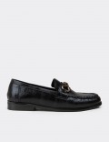 Kadın Siyah Toka Detaylı Loafer