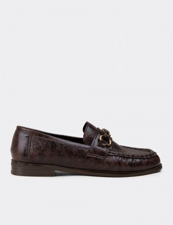 Kadın Kahverengi Toka Detaylı Loafer