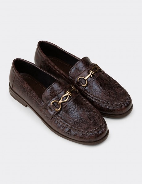 Kadın Kahverengi Toka Detaylı Loafer