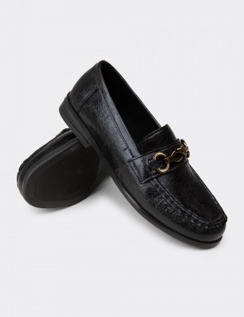Kadın Siyah Toka Detaylı Loafer - K0013ZSYHC01