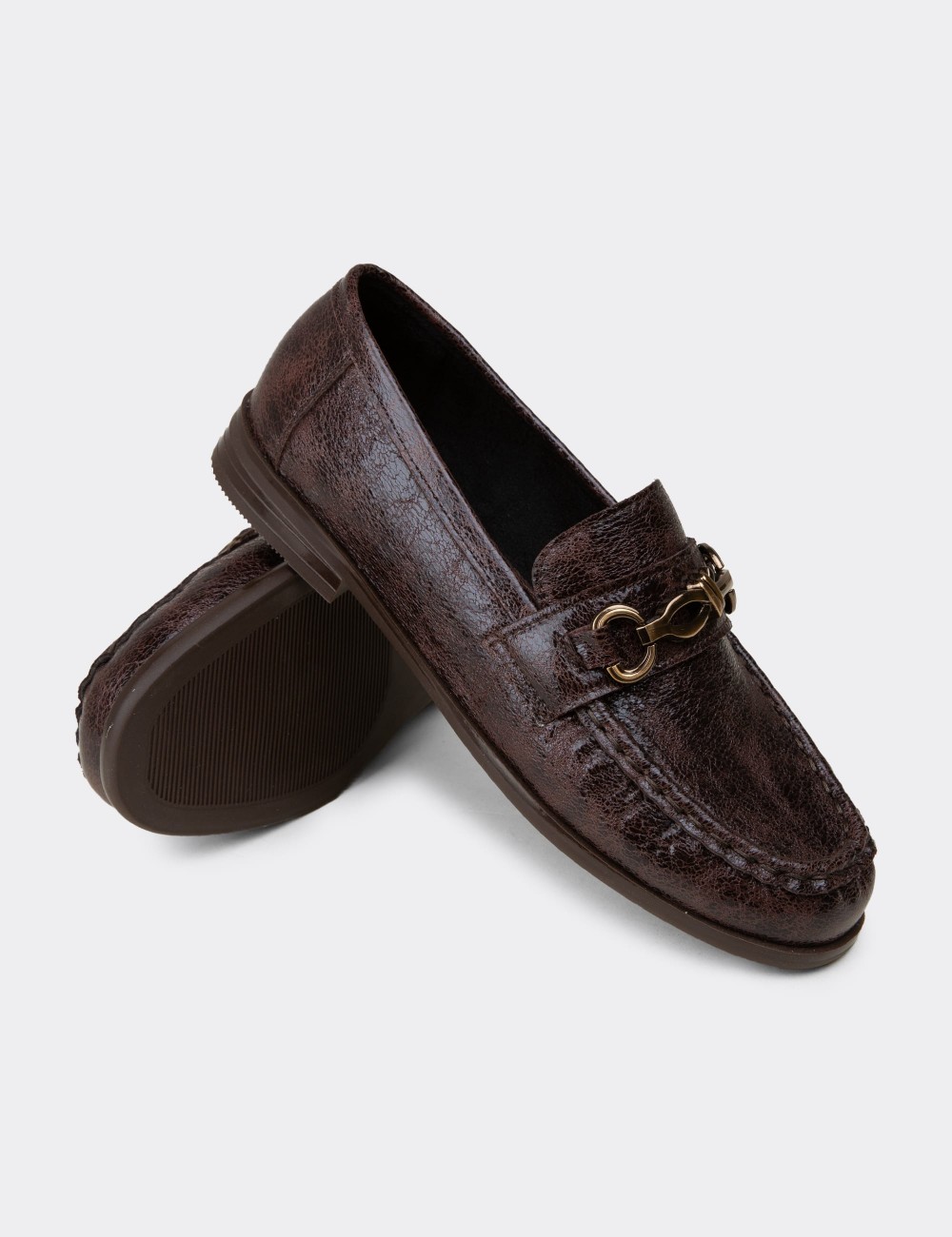 Kadın Kahverengi Toka Detaylı Loafer - K0013ZKHVC01