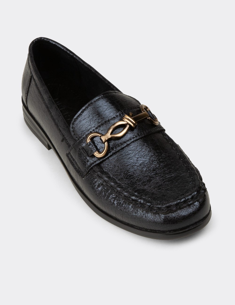 Kadın Siyah Toka Detaylı Loafer - K0013ZSYHC01
