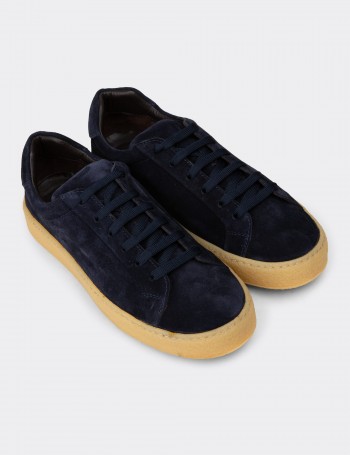 Erkek Süet Lacivert Sneaker Ayakkabı - 02018MLCVC02