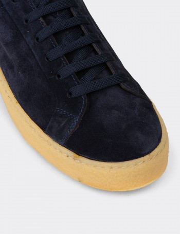 Erkek Süet Lacivert Sneaker Ayakkabı - 02018MLCVC02