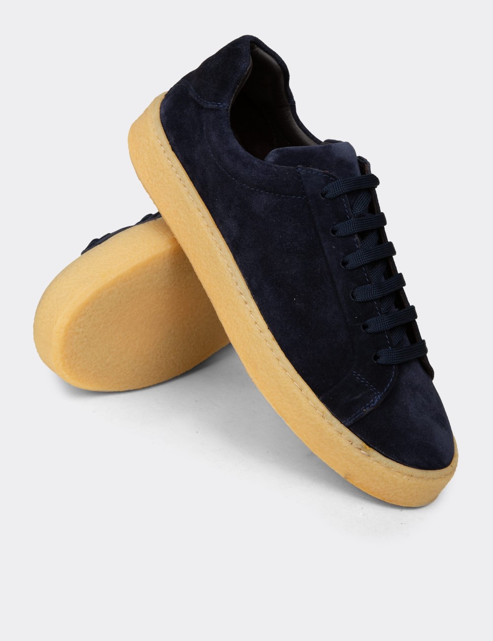 Erkek Süet Lacivert Sneaker Ayakkabı - 02018MLCVC02