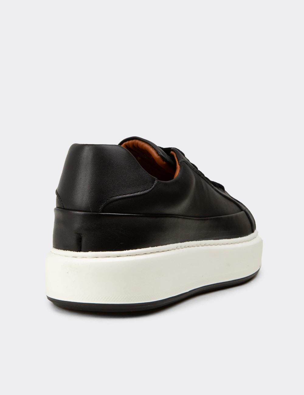 Erkek Siyah Hakiki Deri Sneaker Ayakkabı - E4482MSYHC01