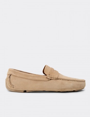 Erkek Hakiki Süet Bej Penny Loafer - E0920MBEJC01